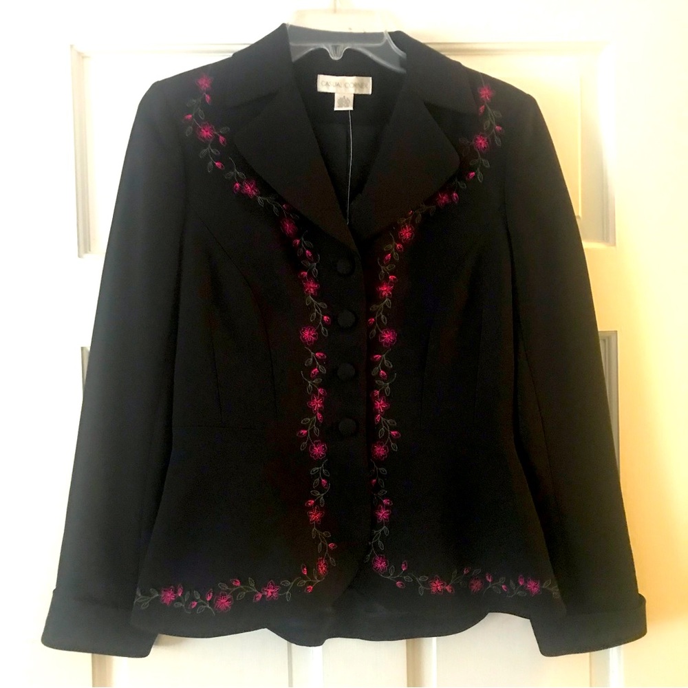 Casual Corner Embroidered Detail Dress Jacket Sz 4